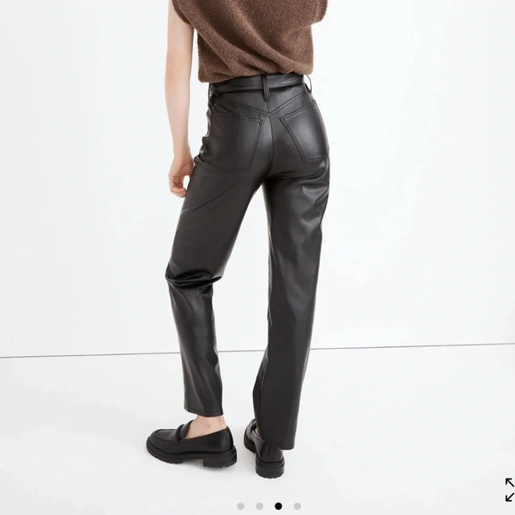 Madewell The Perfect High Waist Straight Leg Faux Leather Pants Black 32 - Picture 4 of 12